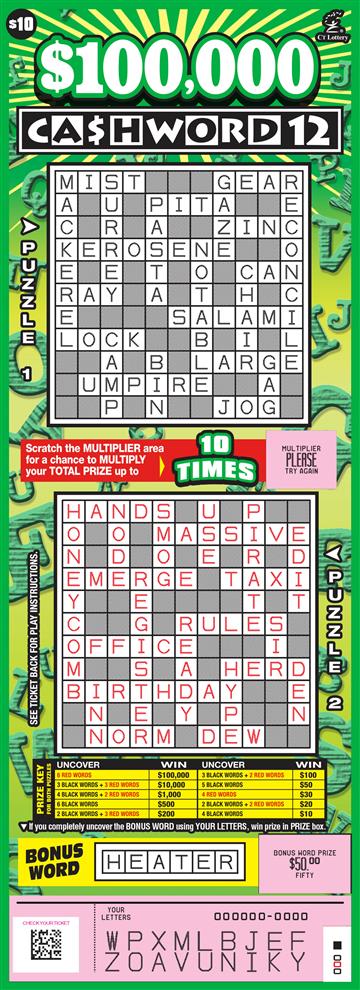 $100,000 Cashword 12 rollover image